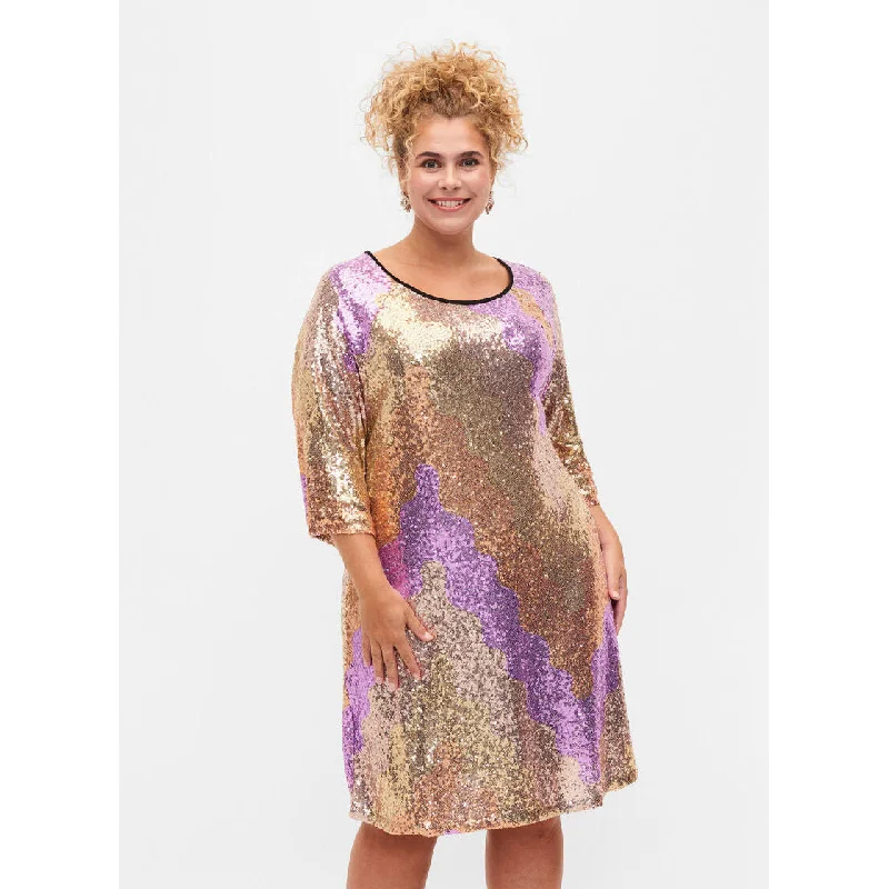 Huge Discounts This Week Zizzi Sequin Dress in Gold