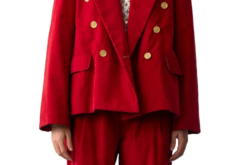 Durable Fashion Picks Augusta Corduroy Blazer In Red Ruby