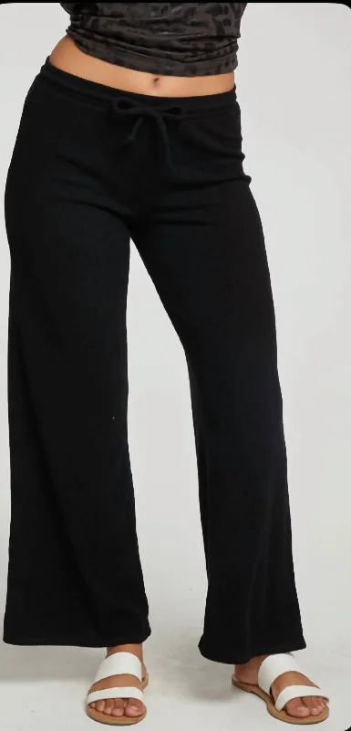 Final Sale Rpet Love Rib Wide Leg Lounge Pant In True Black