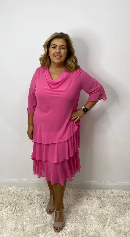 Ends Soon Godske Dress with Cowl Neckline in Pink