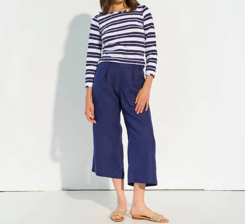 Limited Time Offer Cropped Wide Leg Pants In Navy