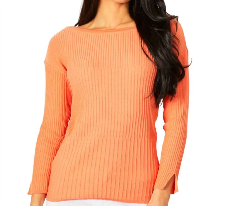 Elevated Style Ribbed Crew Neck Top In Melon