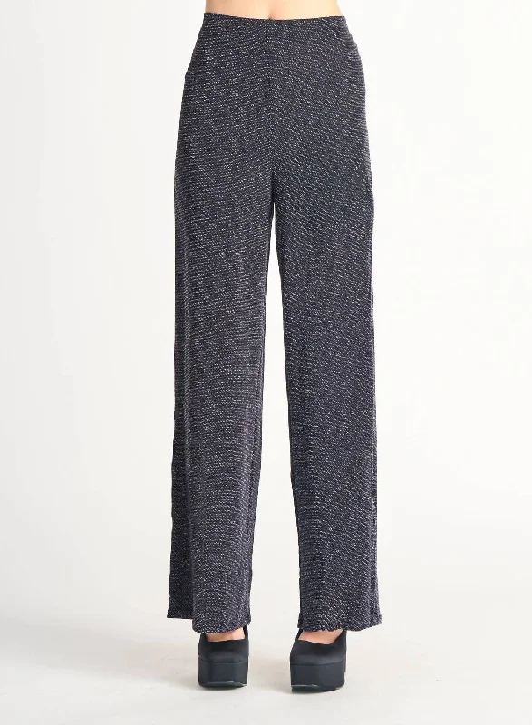 Comfort Centric Apparel Wide Leg Knit Glitter Pant In Black