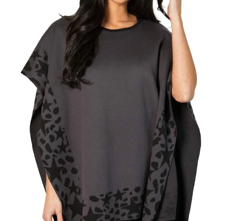 Elegant Contour Scoop One Size Poncho In Coal