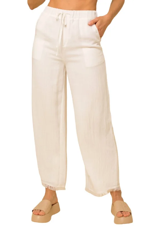 Find Your Unique Flair Fringe Hem Wide Leg Pant In White