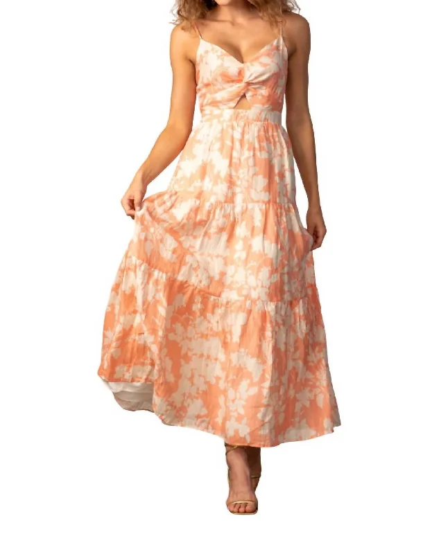 Essentials On Sale Aurora Dress In Peach/ivory