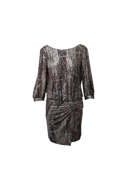 Father's Day Deals Ba&Sh Salina Wrap-Effect Knitted Dress in Metallic Silver Polyester