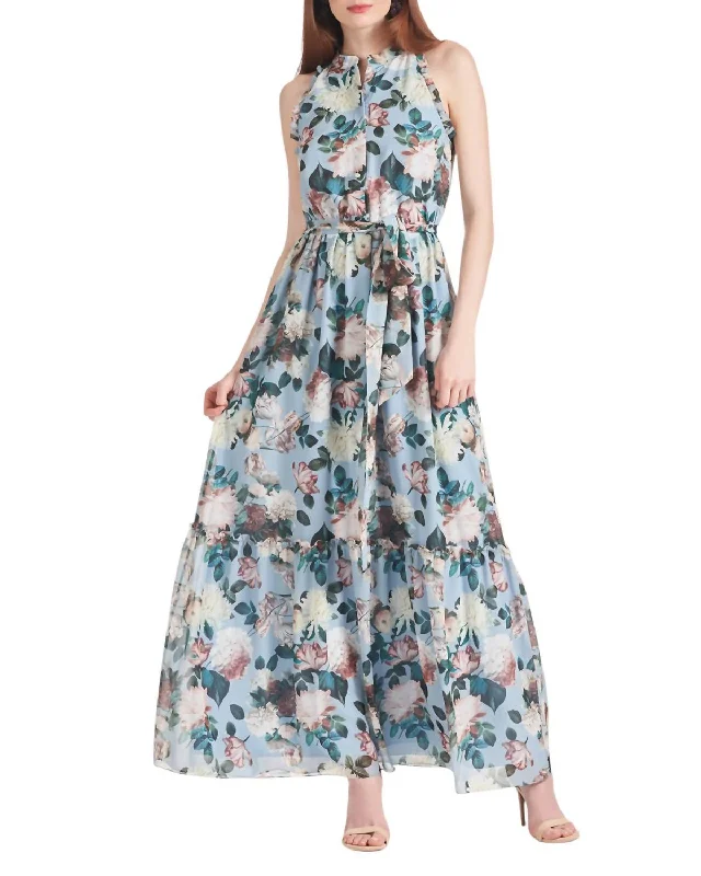 Seasonal Trends Blair Dress In Ice Blue Garden