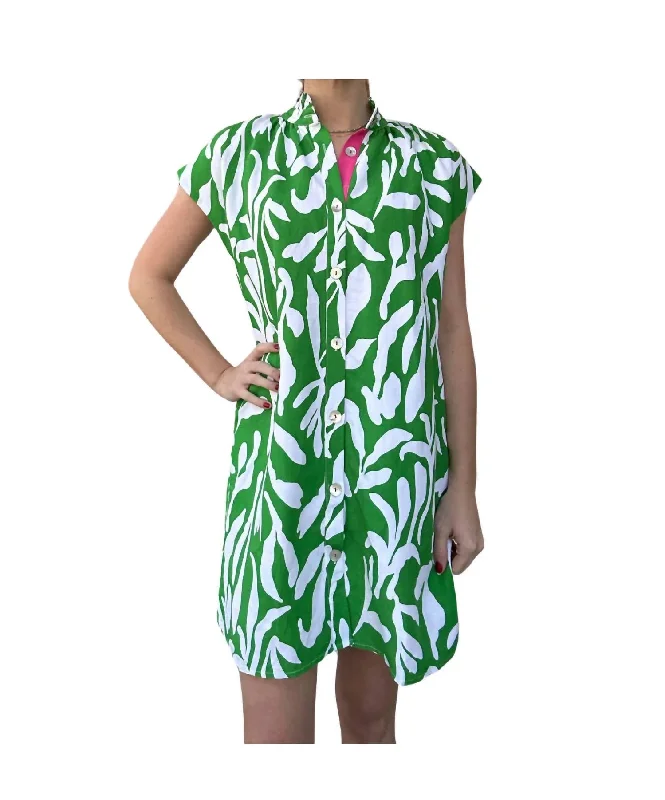 Budget Friendly Button Me Up Dress In Green