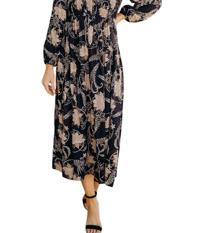 Comfortable Clothes Cambry Mid Dress In Black Swirl