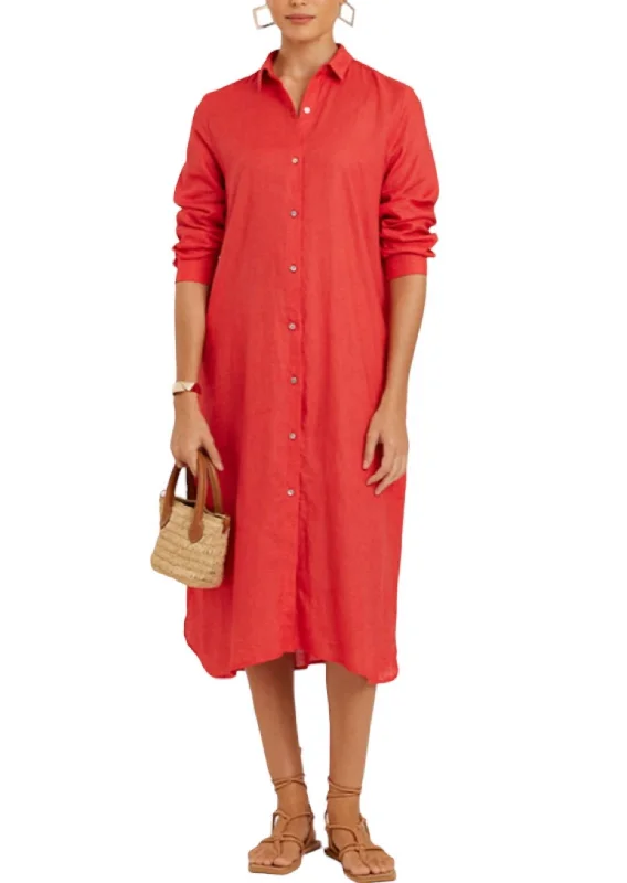 Fashion Forward Chemisier With Pocket Dress In Watermelon