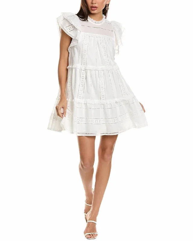 Vibrant Styles Cotton Voile Ruffle Dress In White