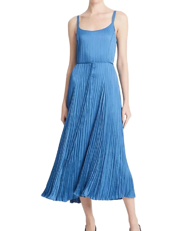 Trendy Styles Crushed Relaxed Slip Dress In Cadet Blue