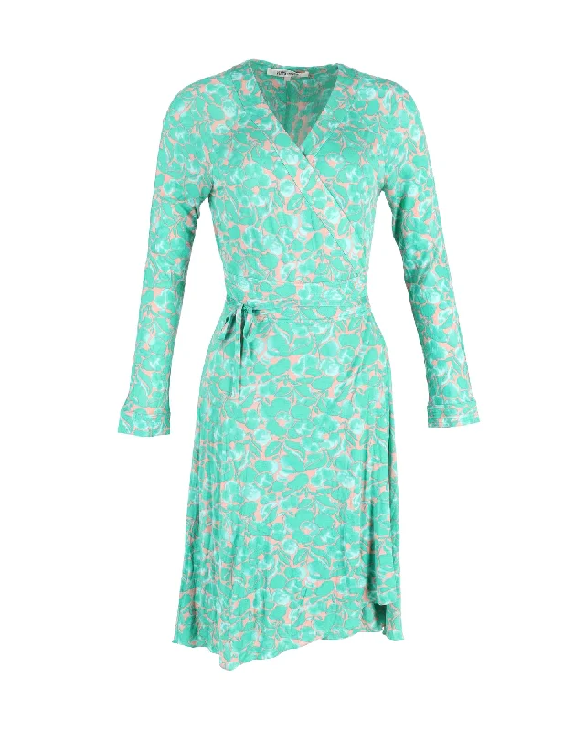 Find Your Unique Flair Diane Von Furstenberg Karina Printed Wrap Dress in Green Silk