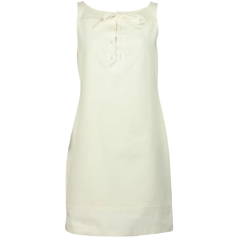 Discount Extravaganza Diane Von Furstenberg Lace Up Heronette Dress in White Cotton