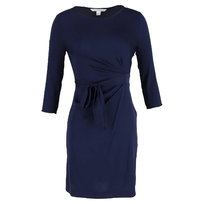 Discounts On Casual Weekend Styles Diane Von Furstenberg Mini Bow-Waist Dress in Navy Blue Polyester