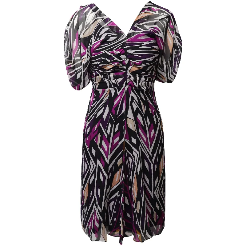 Chic Urban Fashion Look Diane Von Furstenberg Printed Mid-length Dress in Multicolor Silk