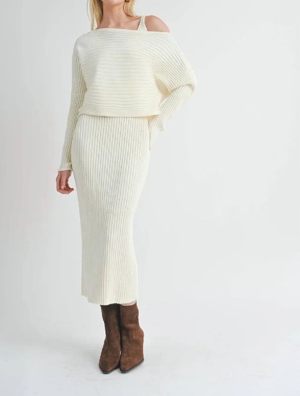 Trendy Pulse Gabi Sweater Dress Set In Cream