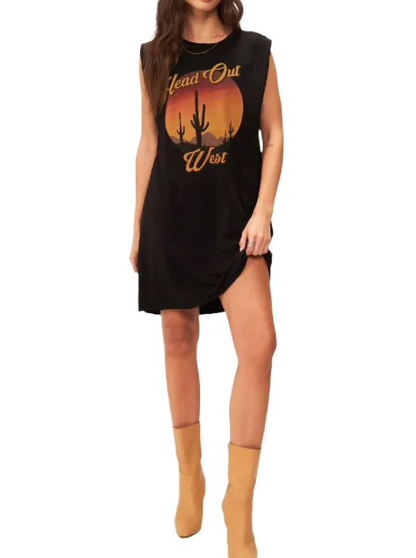 Exclusive Sale Head Out West Dress In Black