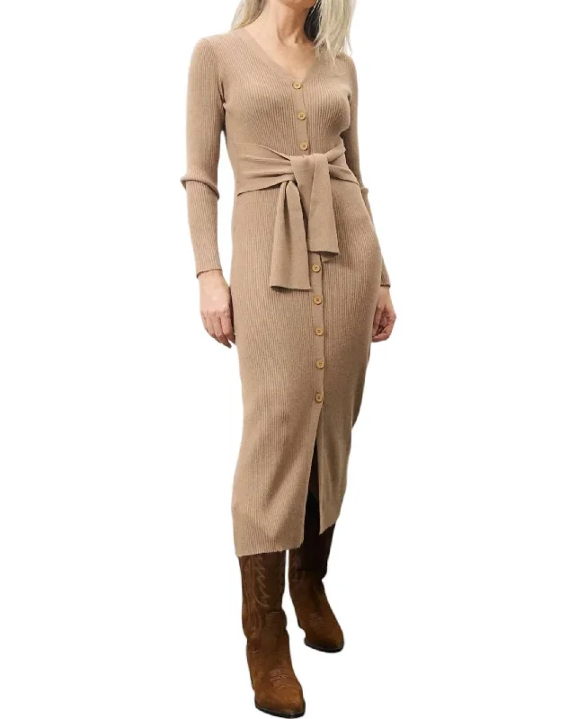 Exclusive Designer Collection Margaux Knit Dress In Camel