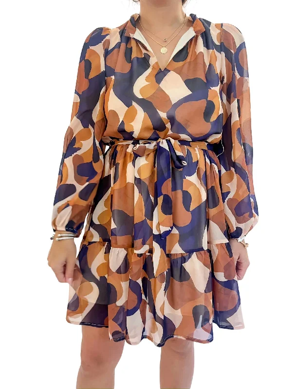 Stylish Looks Melissa Dress In Brown/navy