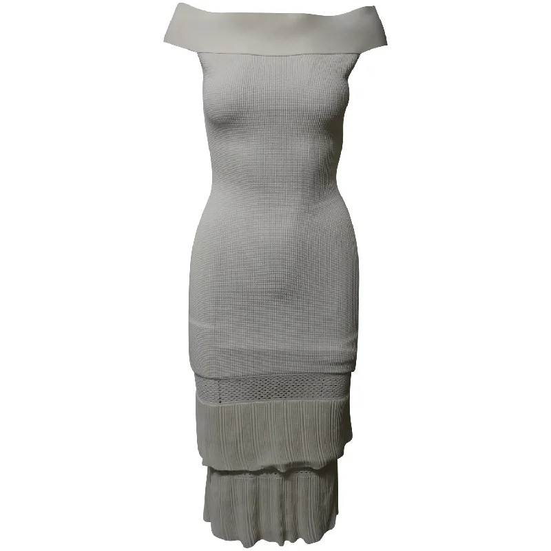 Luxe Layering Roland Mouret Amery Off-The-Shoulder Sheath Dress in White Viscose