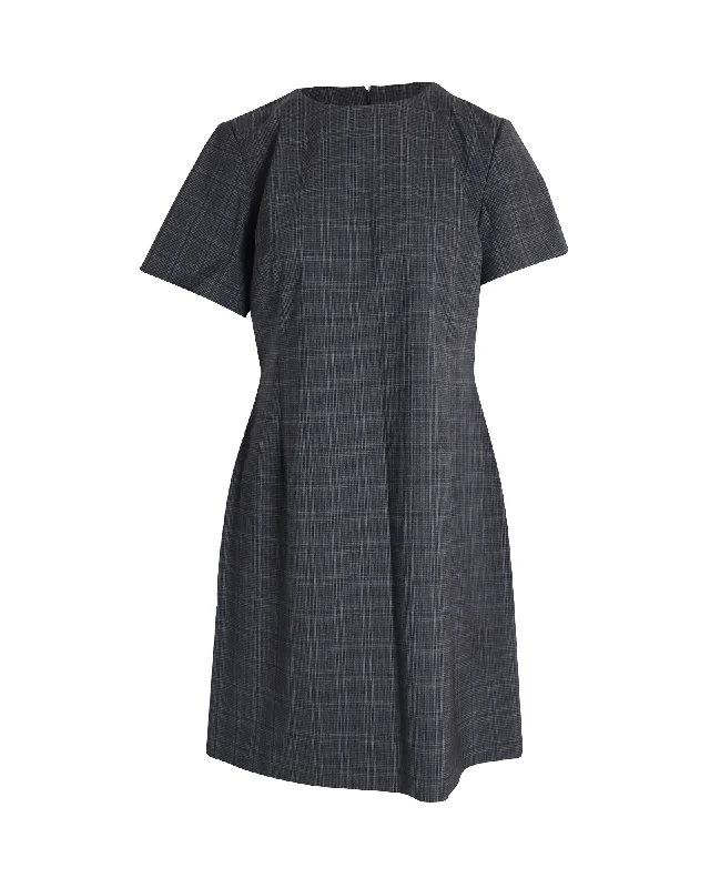 Wardrobe Refresh Theory Crewneck Windowpane Check Knit Dolman Shift Dress in Multicolor Wool