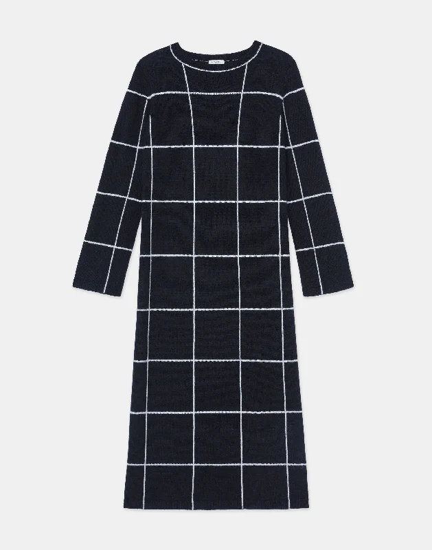 New Styles Just In Tile Grid Cashmere Intarsia Dress